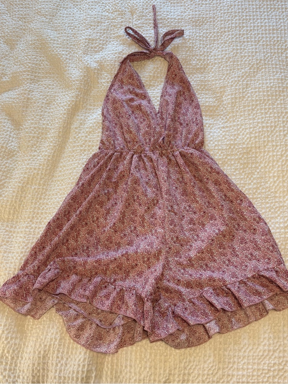 SHEIN Pink Floral Halter-Style Romper